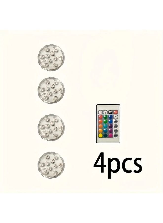 YC28D 4PCS LED Pool Lights Battery Operated Remote Control Multi Color Underwater - Image 1