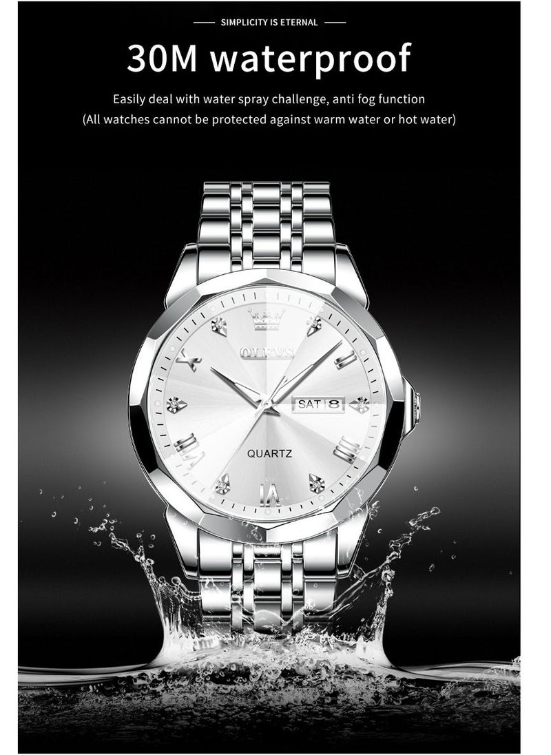 OLEVS Watches for Men Fashion Stainless Steel Quartz Analog Water Resistant Watch 9931 - Image 5