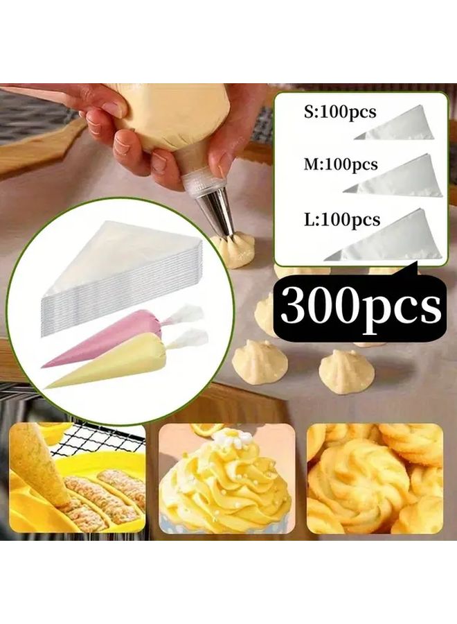 300 قطعة أكياس معجنات يمكن التخلص منها مع موصلات لتزيين الكعك والكب كيك - Image 1