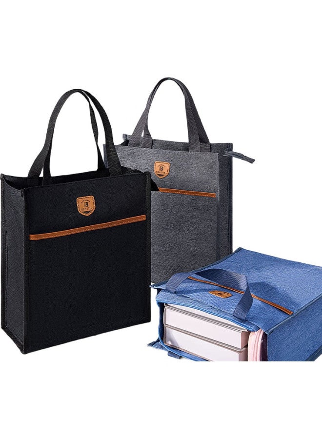 Deli Student Tutoring Bag, Large Capacity Multifunctional Handbag Shopping Bag, Book Carrier, Children'S Art Bag For After-School Classes, Deep Blue - Image 3
