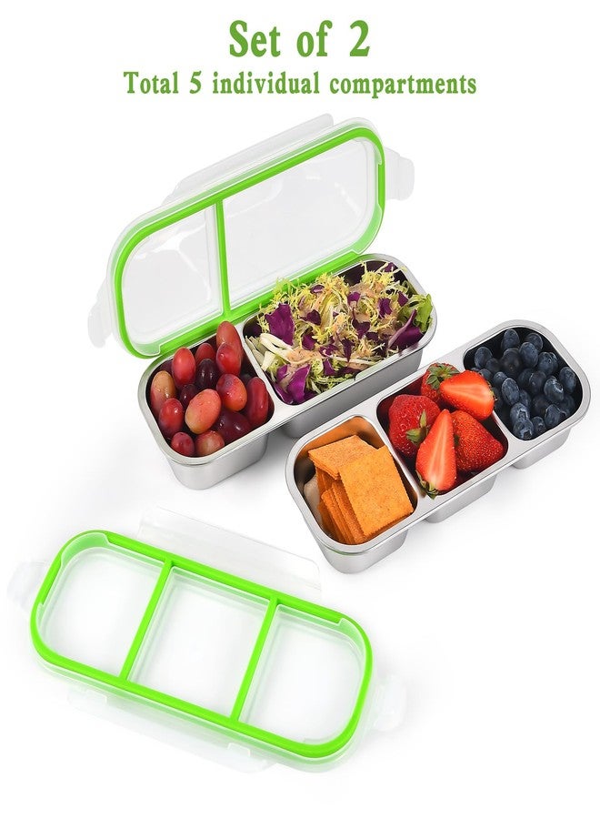 UPTRUST Reusable Snack Containers with Lids, Stainless Steel 2-Compartment and 3-Compartment Snack Box, Divided and Leak-Proof Design for Take-Out Condiments and On-the-Go Snacks - Image 2