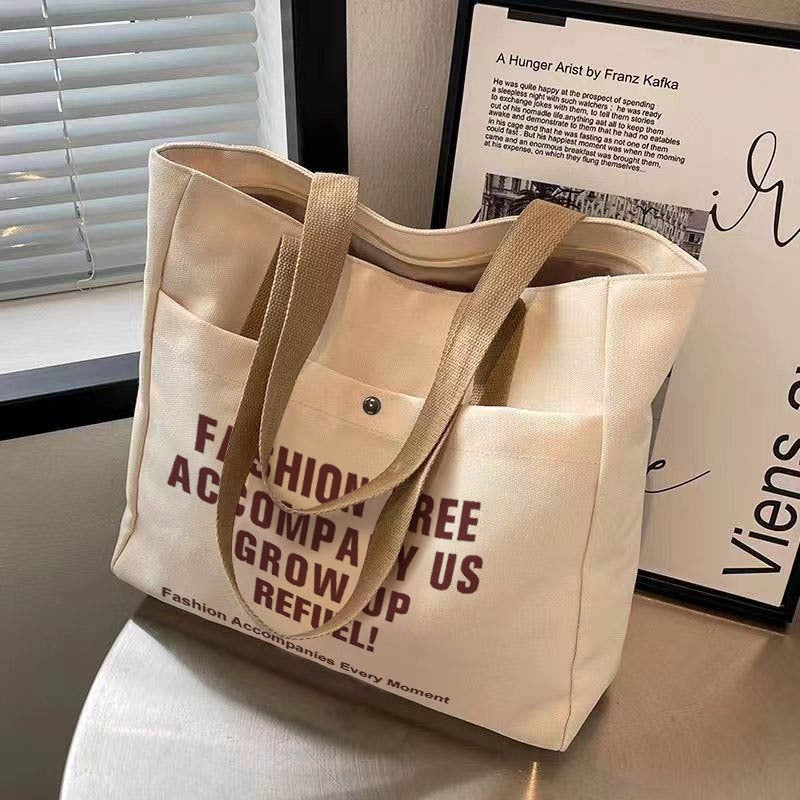 Canvas Bag Women'S Tote Bag Canvas Bag For Work And Outing Large Capacity Commuting Student Bag Book Bag Small Bag Huiyi - Image 2