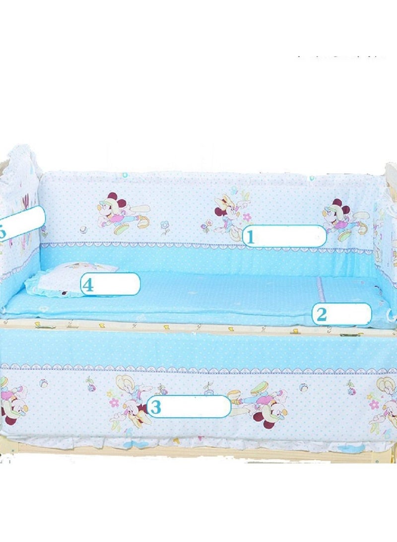 6Pcs Set Mincky Crib Bumper For Newborn Pure Cotton Bed Protector, Easy To Remove And Washable  - Image 2