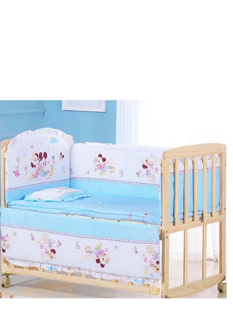 6Pcs Set Mincky Crib Bumper For Newborn Pure Cotton Bed Protector, Easy To Remove And Washable  - Image 1