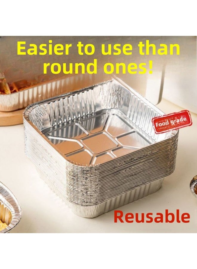 Air Fryer Special Tin Paper Tray Square Baking Tray Tin Paper Box Baking Tin Paper Oven Household Aluminum Foil Paper Tin Paper Bowl-Specifications:30 Pieces  Thickened And Deepened-Capacity:6inch Square Plate  - Image 1