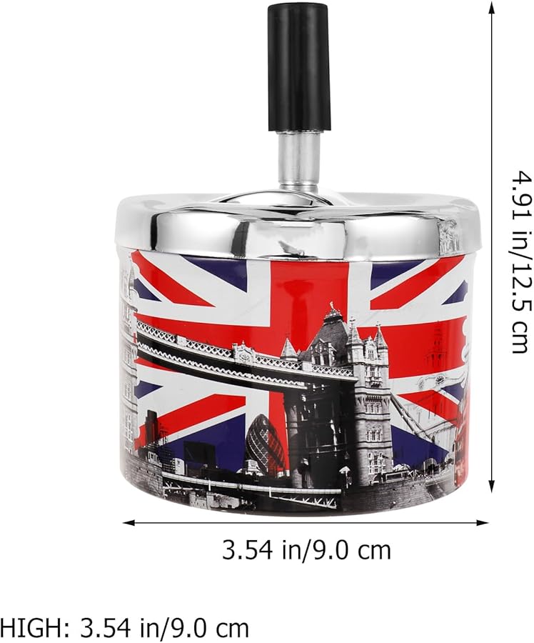 Stainless Steel Windproof Ashtray with Rotary Lid for Indoor Outdoor Home and Car Use - Image 2