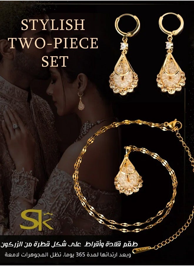 Generic The go-to choice for parties: a droplet necklace and earring set, an elegant and luxurious necklace and earring set suitable for various occasions.  - Image 2