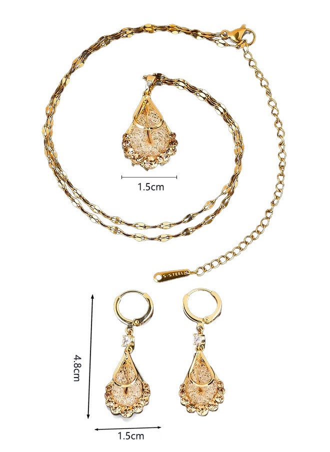 Hilyagems The go-to choice for parties: a droplet necklace and earring set, an elegant and luxurious necklace and earring set suitable for various occasions.  - Image 5