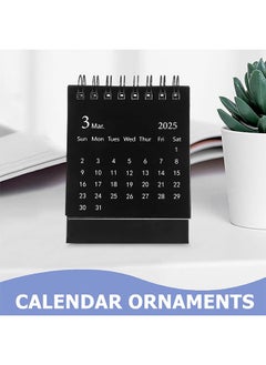 HY Mini Desk Calendar 2025, Standing Flip Small Desk Calendar- July 2024 to Dec 2025 18 Monthly Desktop Calendar- Thick Paper Twin-Wire Binding for Home or Office (Black)  - Image 2
