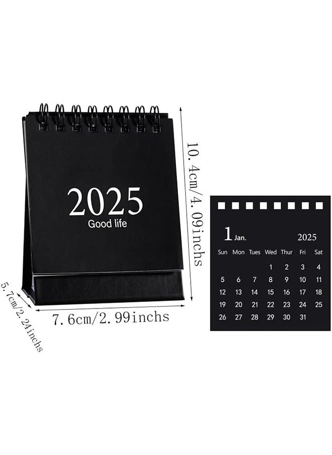 HY - Mini Desk Calendar 2025, Standing Flip Small Desk Calendar- July 2024 to Dec 2025 18 Monthly Desktop Calendar- Thick Paper Twin-Wire Binding for Home or Office (Black) - Image 1