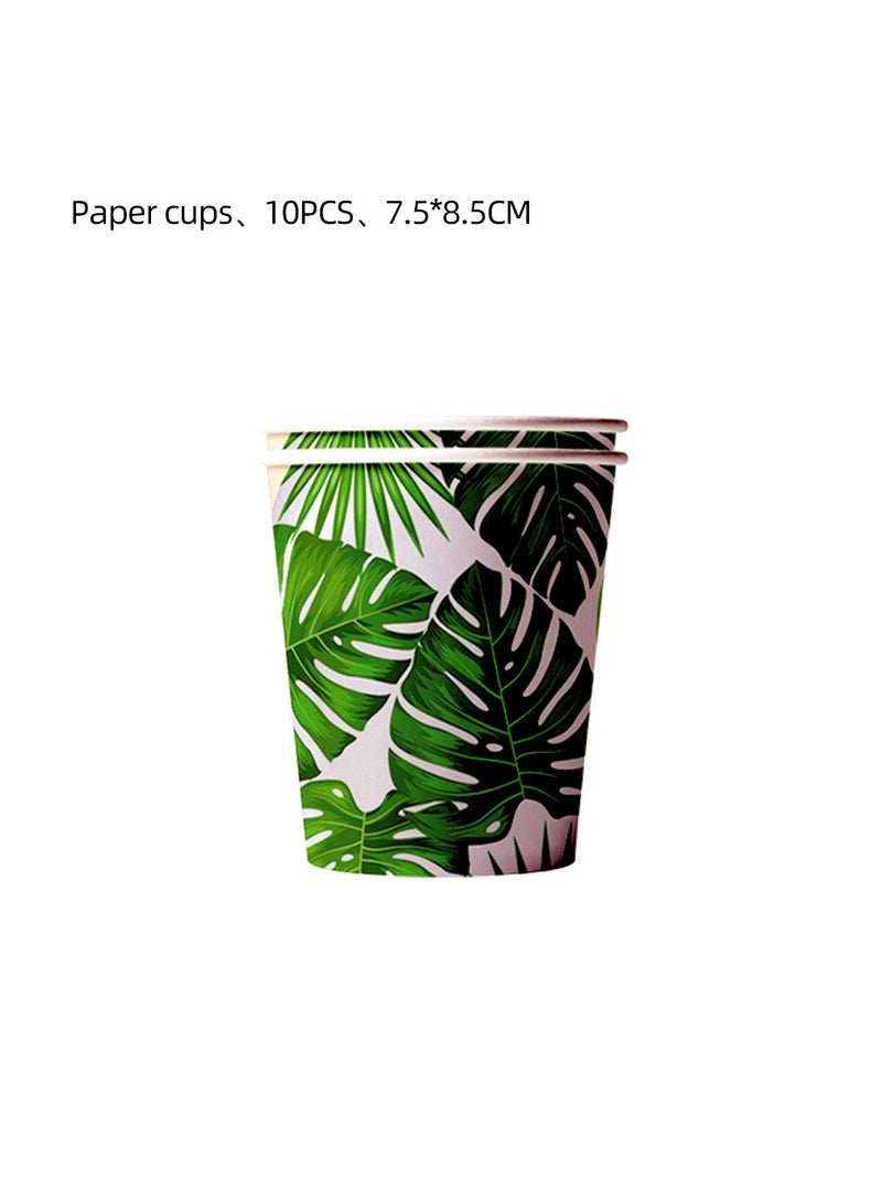 10pcs Hawaiian leaves disposable paper cups party supply cups kids birthday party  decoration tableware Hawaii party decorations for children’s birthday party 