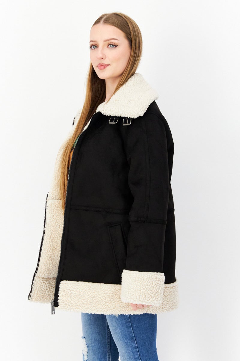 Bearpaw جاكيت مبطن بسيط للنساء، أسود - Image 4