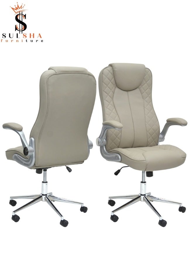 SULSHA - Executive Ergonomic Office Chair , Computer Desk Chair, PU Leather, Steel Structure, Smooth lumbar support with adjustable Height and adjustable arms - Image 1