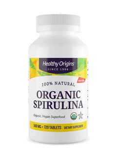 Organic Spirulina 100% Natural Organic, Vegan Superfood 50 mg Dietary Supplement - 720 Tablets