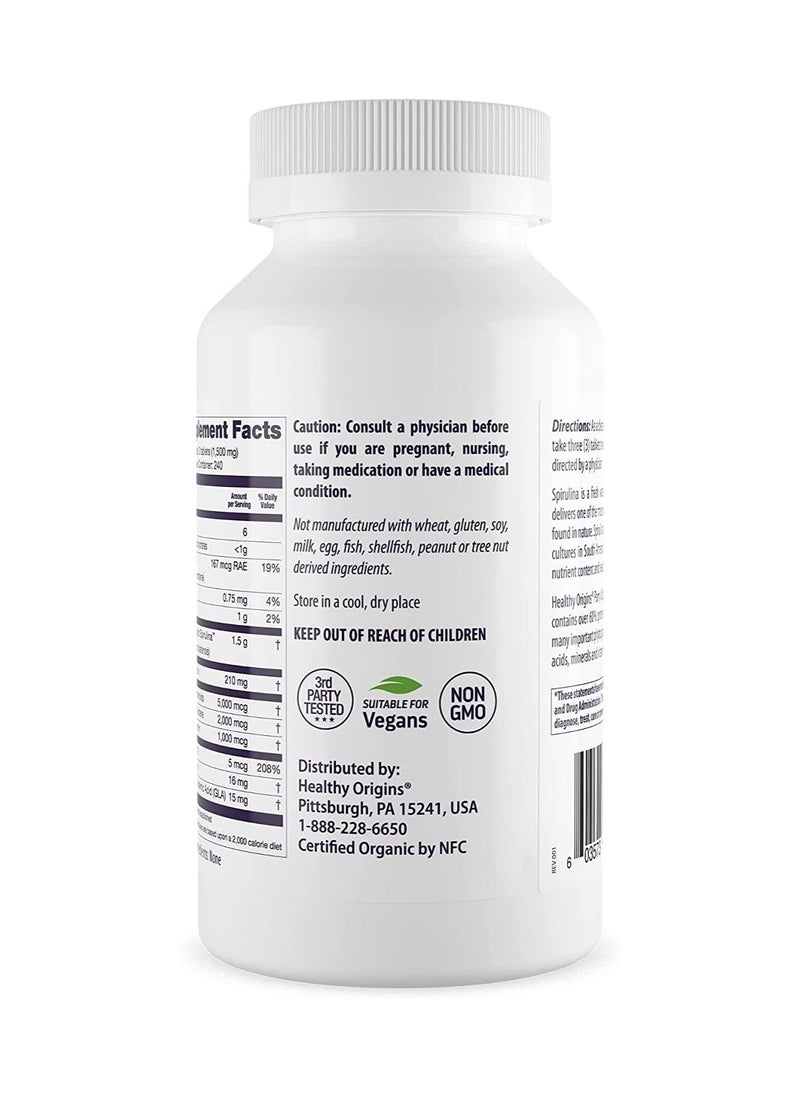 Healthy Origins - Organic Spirulina 100% Natural Organic, Vegan Superfood 50 mg Dietary Supplement - 720 Tablets - Image 1