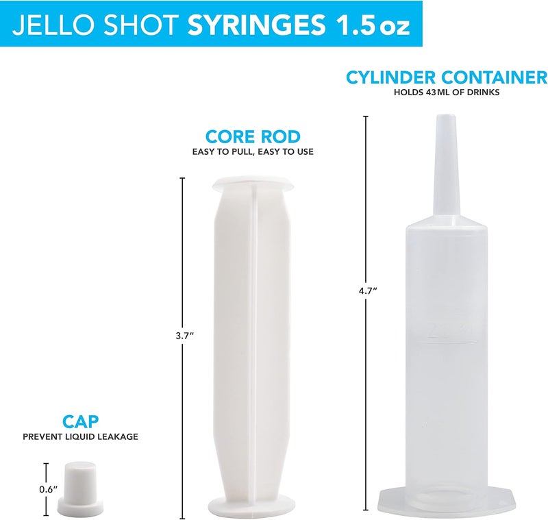 Party Essentials 1.5 Ounce Shot/Gelatin Syringe Injectors with Caps, 24-Count, Clear - Image 2