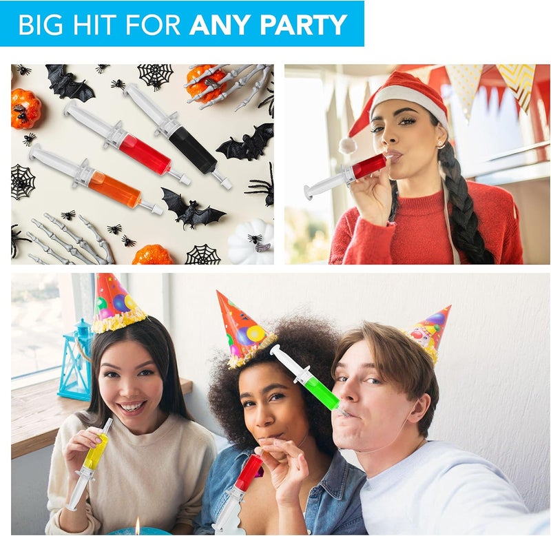Party Essentials 1.5 Ounce Shot/Gelatin Syringe Injectors with Caps, 24-Count, Clear - Image 4