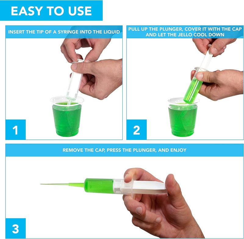 Party Essentials 1.5 Ounce Shot/Gelatin Syringe Injectors with Caps, 24-Count, Clear - Image 5