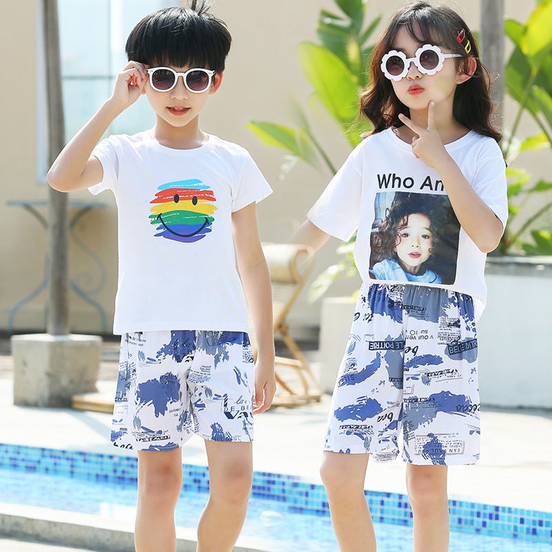 Boys' Large Children'S Quick-Drying Swim Trunks Children'S Beach Trunks Children'S Swimsuit Seaside Flat-Corner Swimming Trunks - Image 1