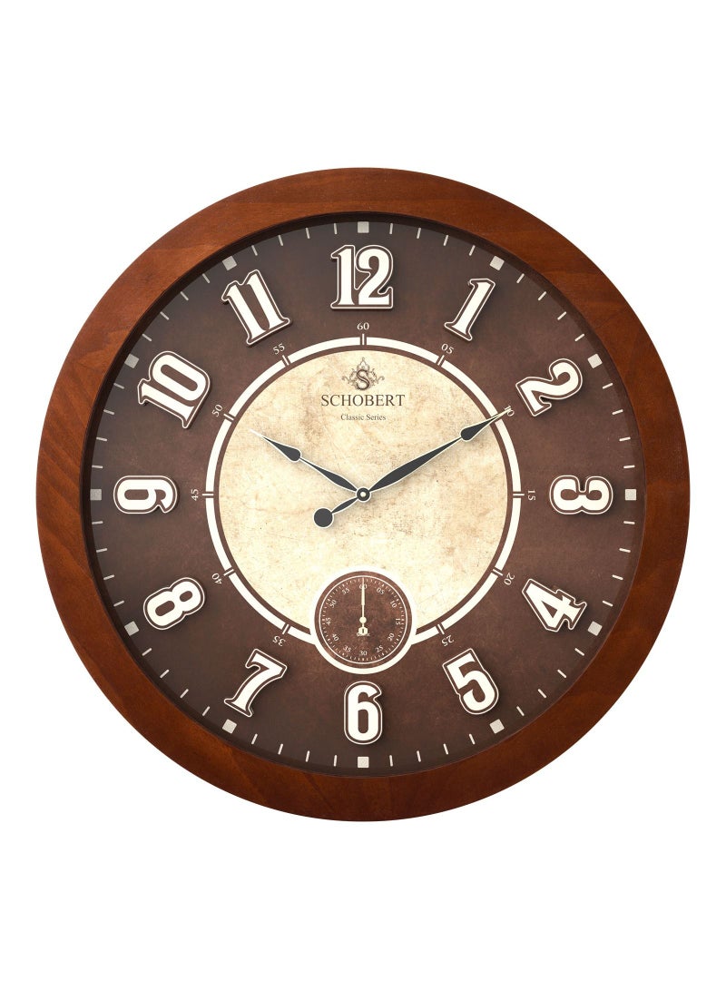 Schobert Wooden Wall Clock 60cm Italian Design  60cm Silent Silky Move  Sub-Second Hand 3D Numerals - Image 1