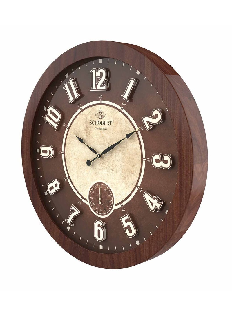 Schobert Wooden Wall Clock 60cm Italian Design  60cm Silent Silky Move  Sub-Second Hand 3D Numerals - Image 2