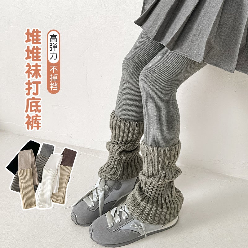 New Children'S Leggings Girls' Vertical Socks Stitching Pants Trendy Pants Stacked Socks Cotton Pants Korean Style High Elastic - Image 5