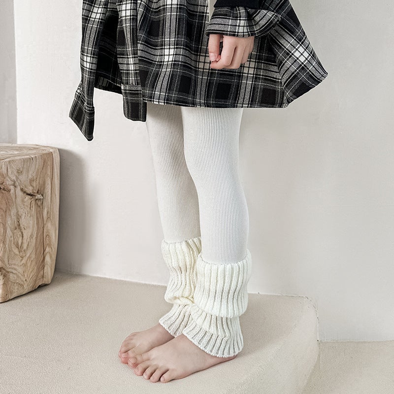 New Children'S Leggings Girls' Vertical Socks Stitching Pants Trendy Pants Stacked Socks Cotton Pants Korean Style High Elastic - Image 1