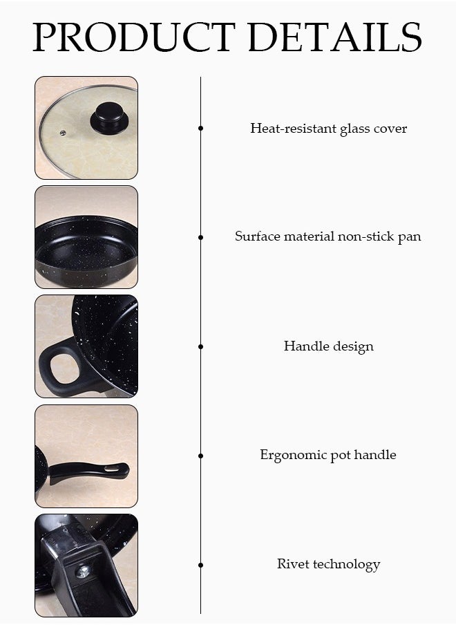 DUNISO 3 PCS non stick medical-stone cookware with Non-Stick Surfaces, Bakelite Handles, Frying pan, Milk pot, Soup pot，Help beginners get started cooking right  - Image 3