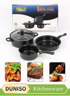 3 PCS non stick medical-stone cookware with Non-Stick Surfaces, Bakelite Handles, Frying pan, Milk pot, Soup pot，Help beginners get started cooking right