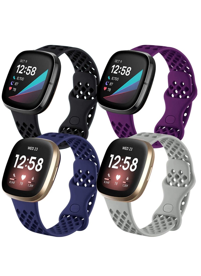 Y&D Elastic Strap Compatible with Fitbit Versa 3 for Sense Strap,Adjustable Nylon Sports Straps Women Men, Breathable（4Pcs）  - Image 1