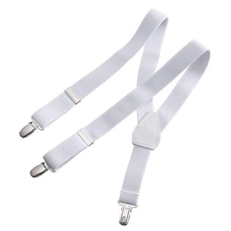 Clips N Grips Clips N Grips Child Baby Toddler Kid Adjustable Elastic Suspenders Solid Color Y Back Design 6 Months 30 Months White 
