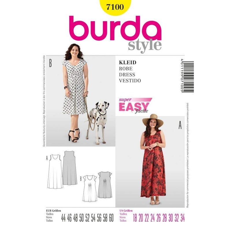 Burda Style Sewing Pattern B7100 Womens Dress