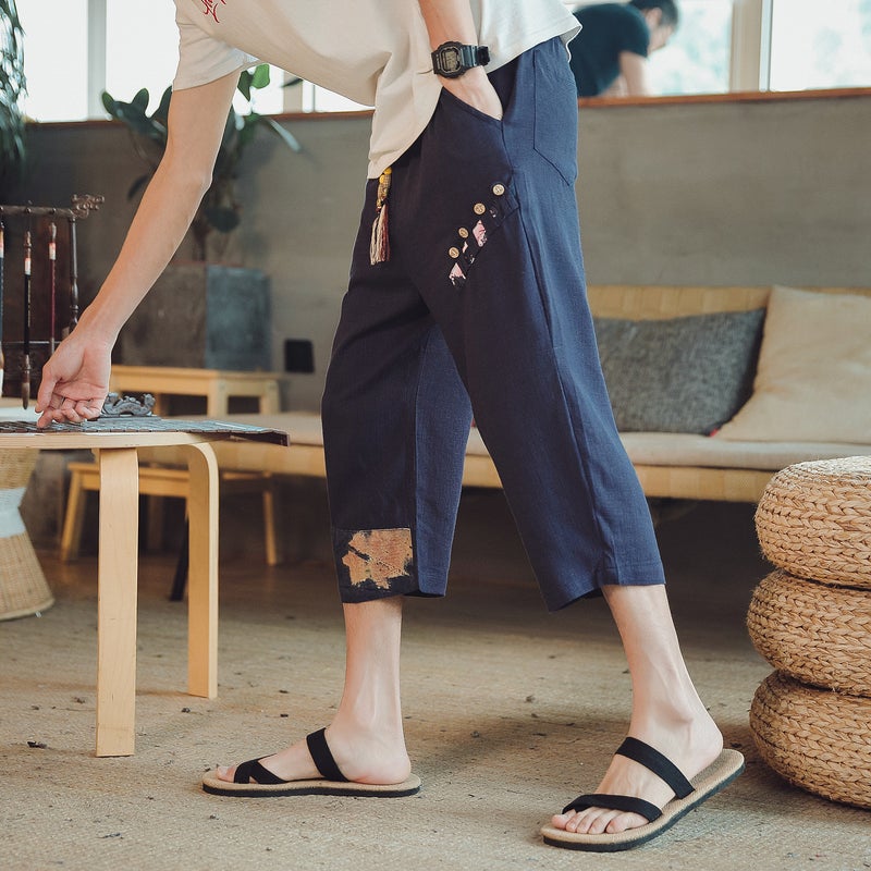 Chinese Style Capri Pants Men'S 2020 Summer Men'S Thin Casual Pants Loose Hanfu Capri Pants Wide Leg Pants Men'S - Image 3