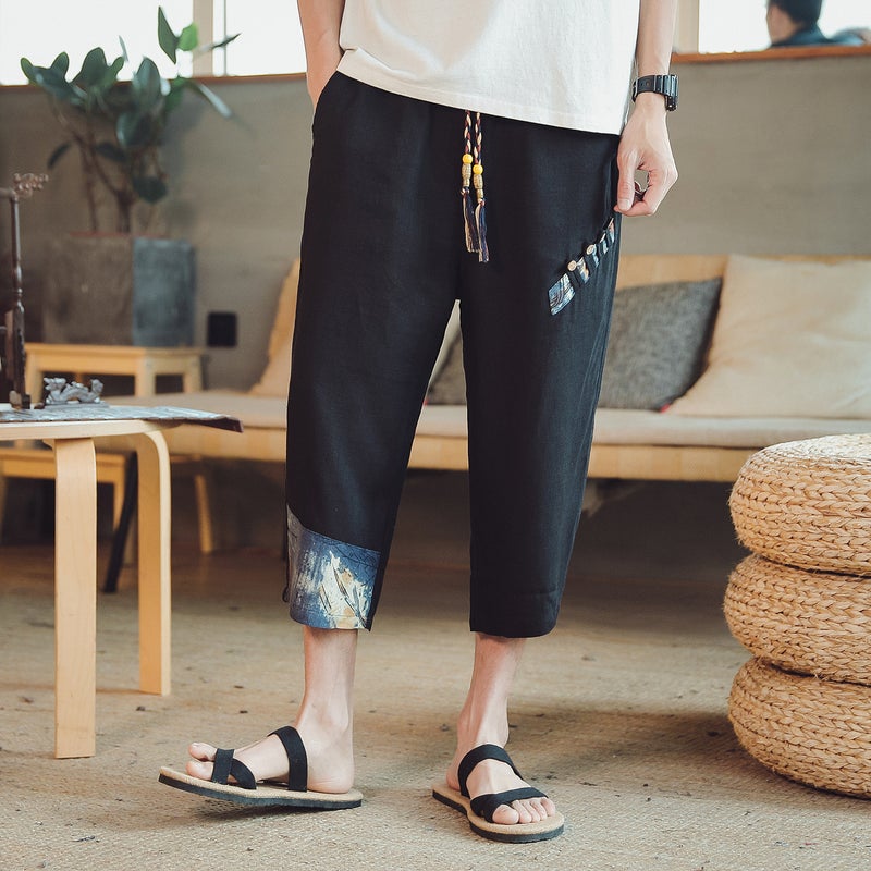 Chinese Style Capri Pants Men'S 2020 Summer Men'S Thin Casual Pants Loose Hanfu Capri Pants Wide Leg Pants Men'S - Image 4