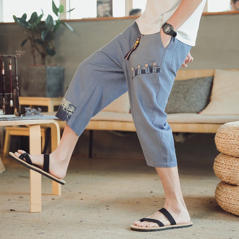 Chinese Style Capri Pants Men'S 2020 Summer Men'S Thin Casual Pants Loose Hanfu Capri Pants Wide Leg Pants Men'S - Image 5