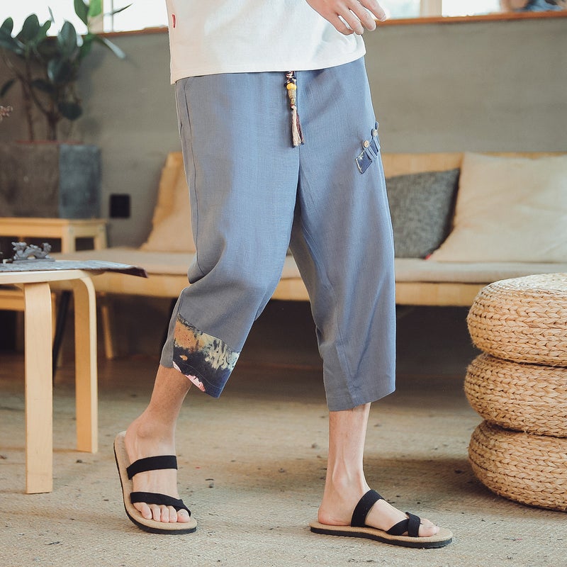 Chinese Style Capri Pants Men'S 2020 Summer Men'S Thin Casual Pants Loose Hanfu Capri Pants Wide Leg Pants Men'S - Image 1