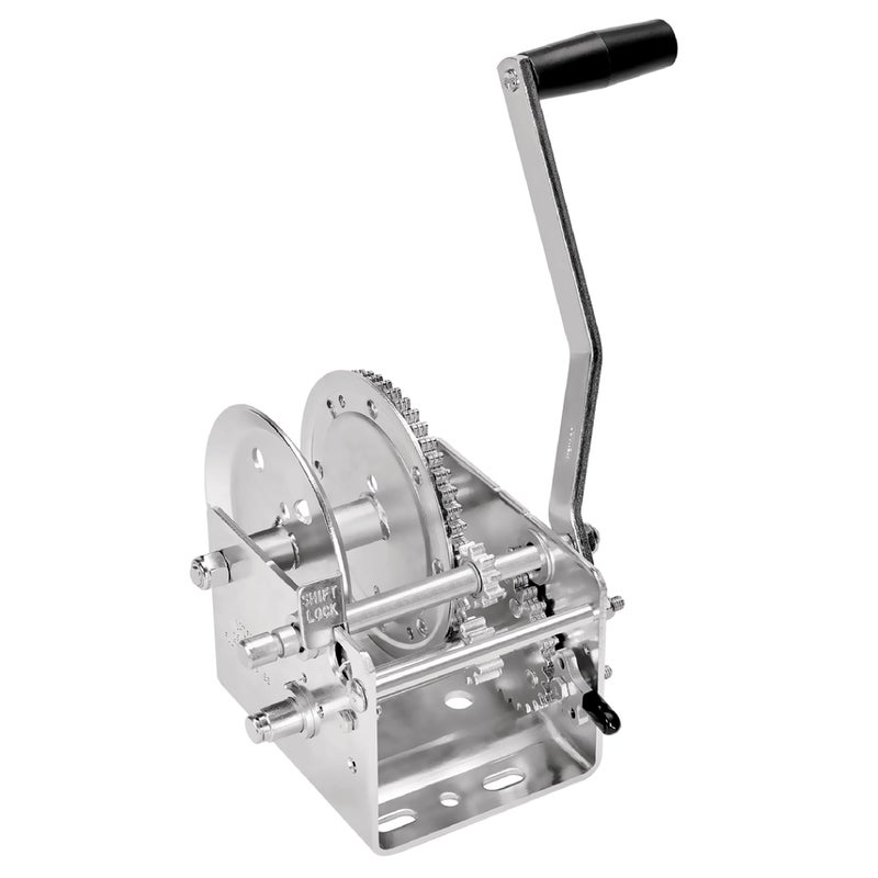 ونش قارب فولتون 142410 ثنائي السرعة بسعة 2600 رطل بدون حزام ومقبض 10 بوصة فضي