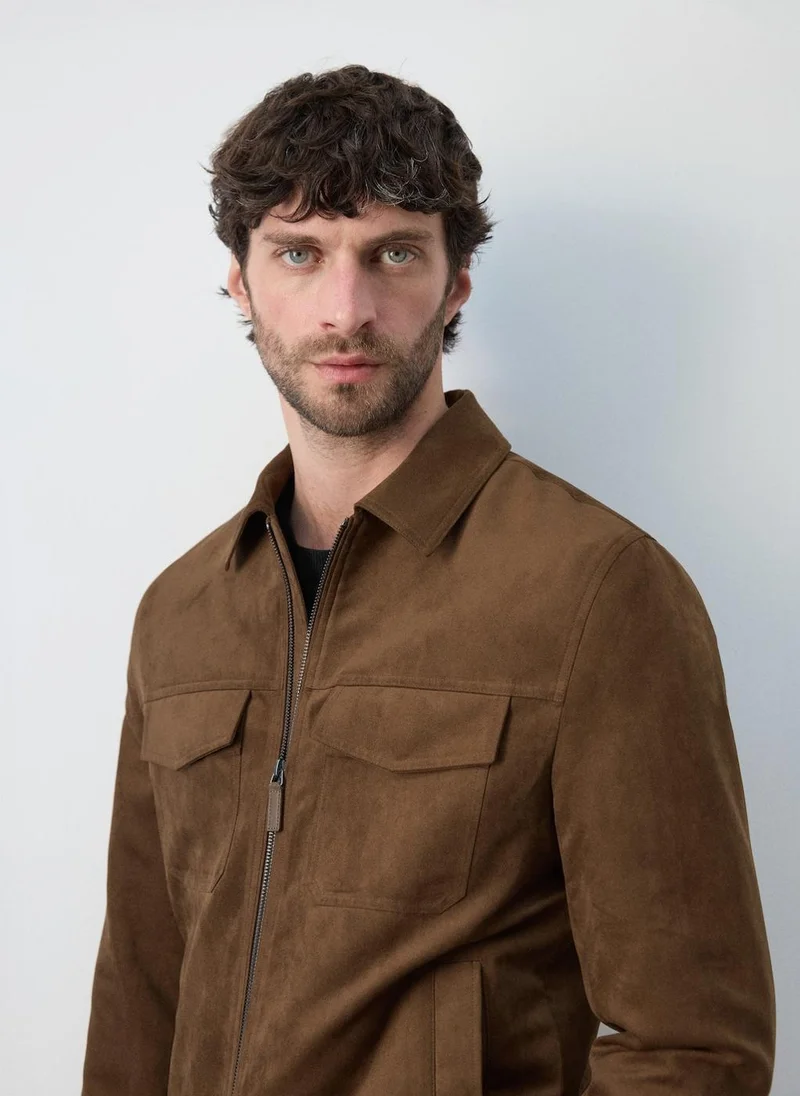 مانجو مان Suede-effect jacket with pockets