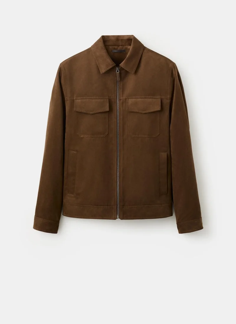 مانجو مان Suede-effect jacket with pockets