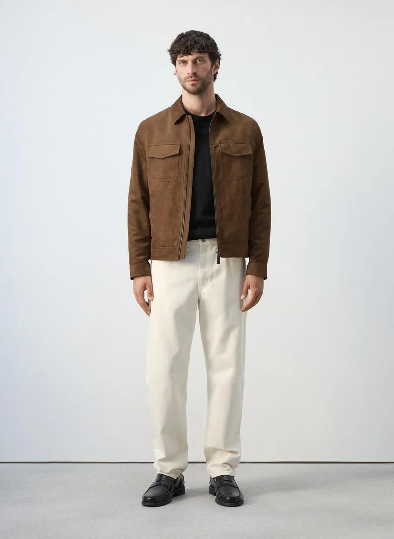 مانجو مان Suede-effect jacket with pockets