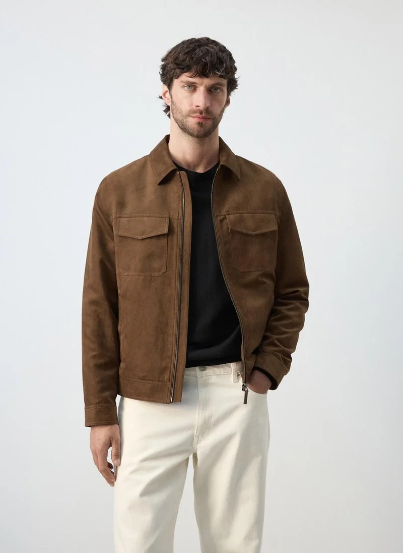مانجو مان Suede-effect jacket with pockets