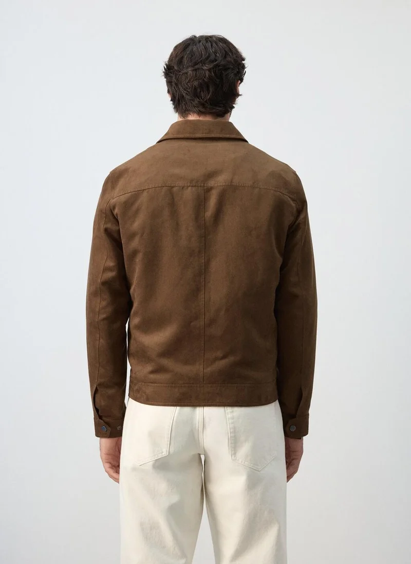 مانجو مان Suede-effect jacket with pockets