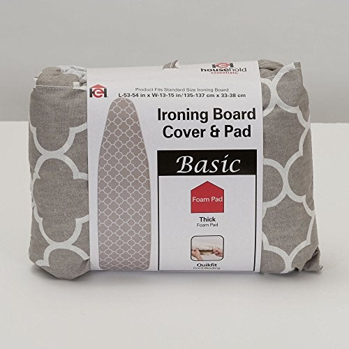 Household Essentials غطاء طاولة الكي 80098 من مستلزمات المنزل | 100% قطن | تصميم رمادي متشابك - Image 3