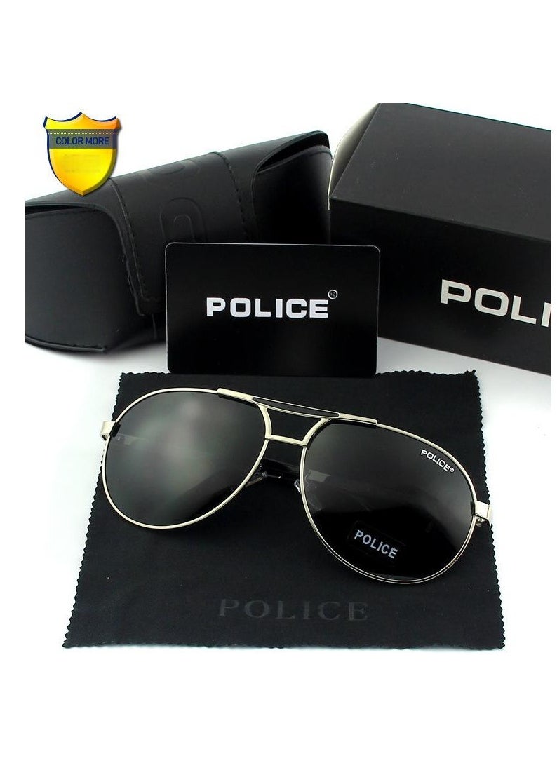 POLICE K9 - High Quality Men's Sun Polarized Glasses Metal High-end Sunglasses Black Frame with Grey Lenses - Image 1