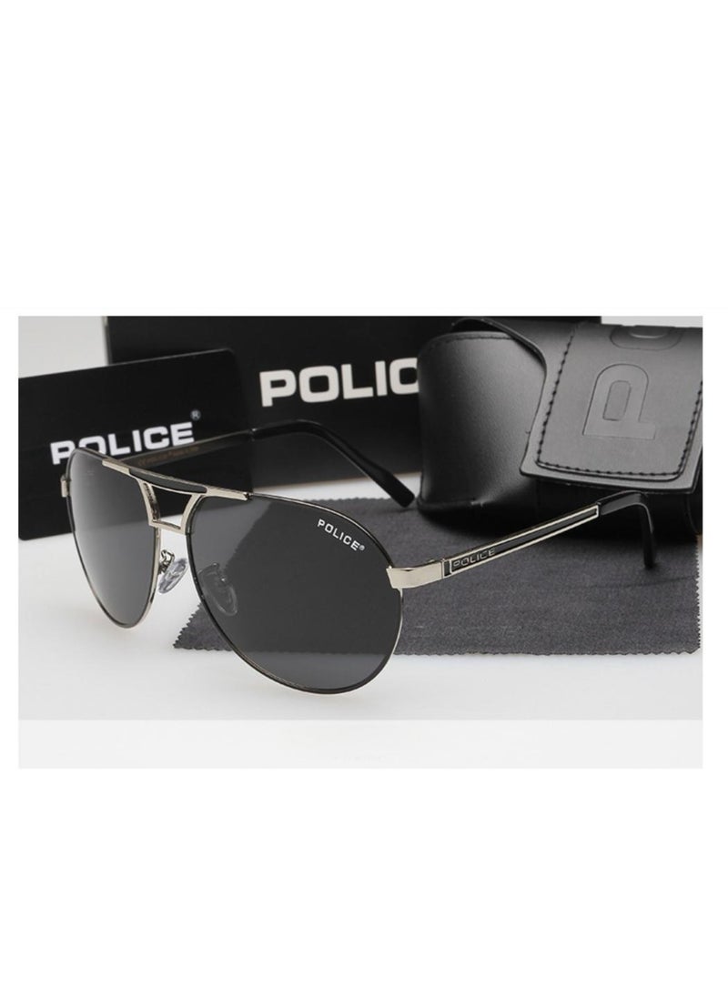 POLICE K9 - High Quality Men's Sun Polarized Glasses Metal High-end Sunglasses Black Frame with Grey Lenses - Image 1