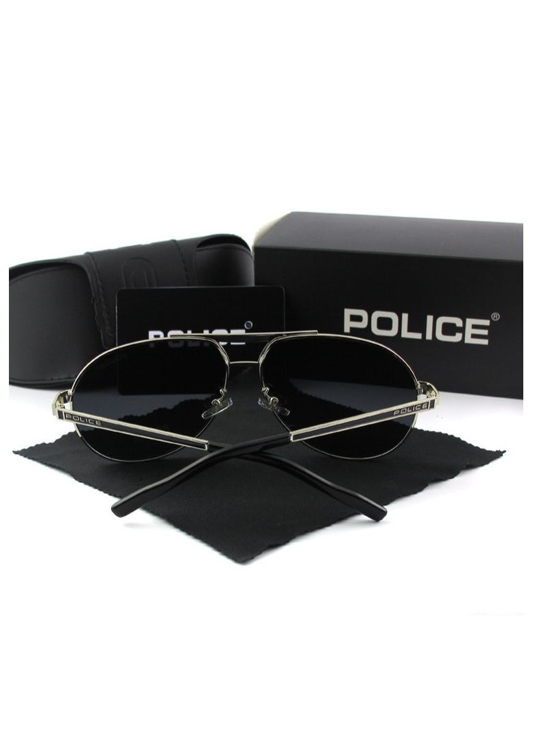 POLICE K9 - High Quality Men's Sun Polarized Glasses Metal High-end Sunglasses Black Frame with Grey Lenses - Image 1