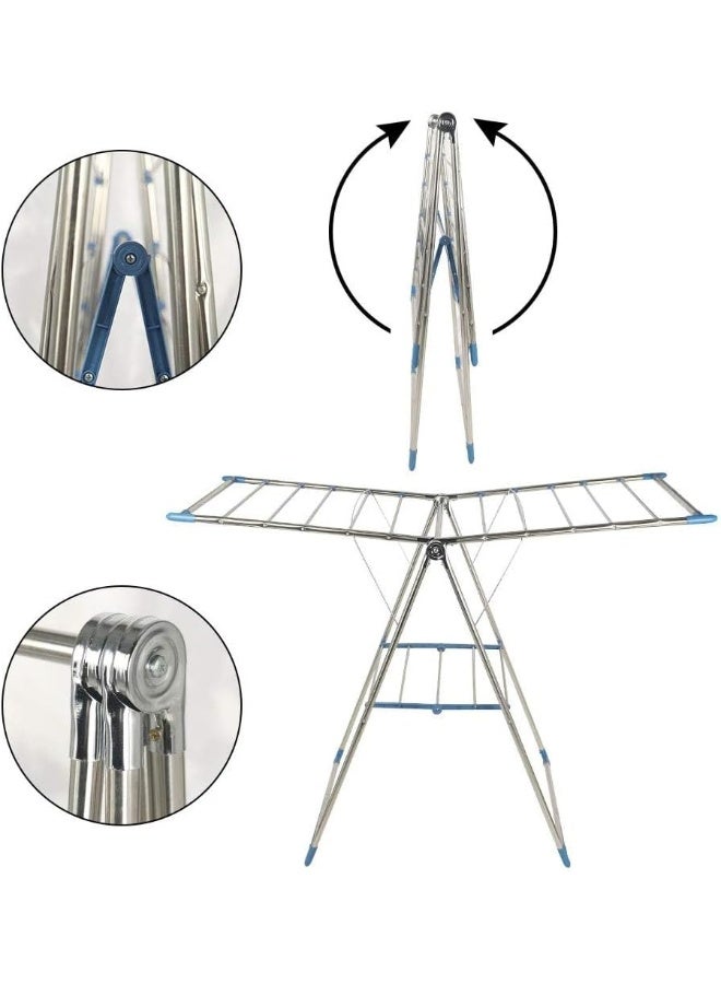MOMENT Heavy Duty Clothes Drying Rack |140 Cm Stainless Steel Drying Rack Clothing | Large Foldable Collapsible Laundry Drying Rack | Laundry Hanger Dryer Rack - Image 3