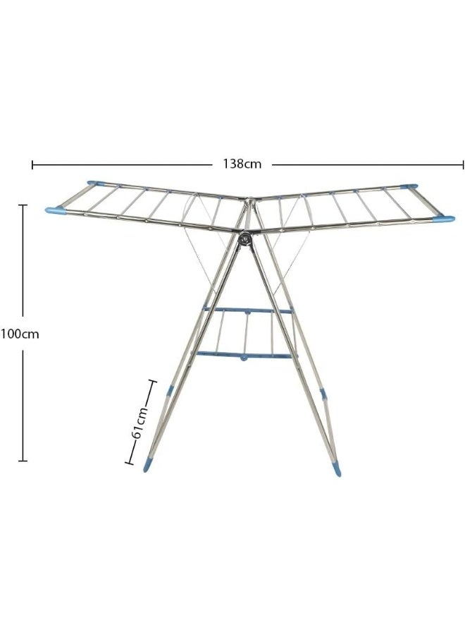 MOMENT Heavy Duty Clothes Drying Rack |140 Cm Stainless Steel Drying Rack Clothing | Large Foldable Collapsible Laundry Drying Rack | Laundry Hanger Dryer Rack - Image 2