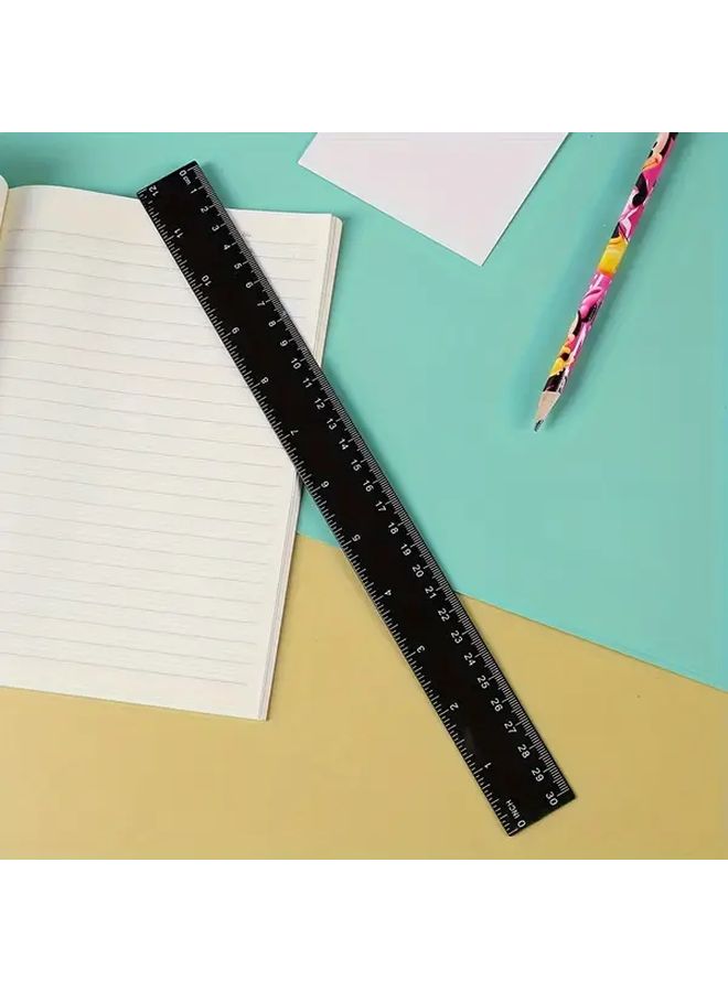3pcs Multi-Functional Ruler Set Black White Transparent For School Office Projects - Image 5