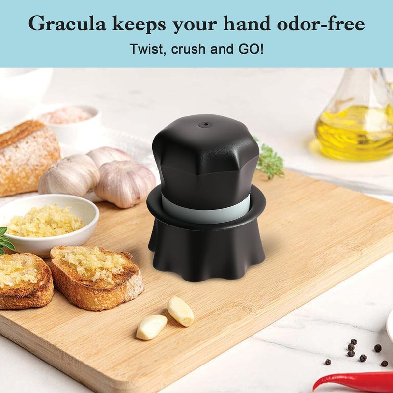 Bxgnip Garlic Crusher, Garlic Press Also for Ginger, Nuts, Chili, Herbs, Twist Mincer Easy Squeeze Manual Press Peeler with Peeler And Scraper, Easy to Clean - Image 2